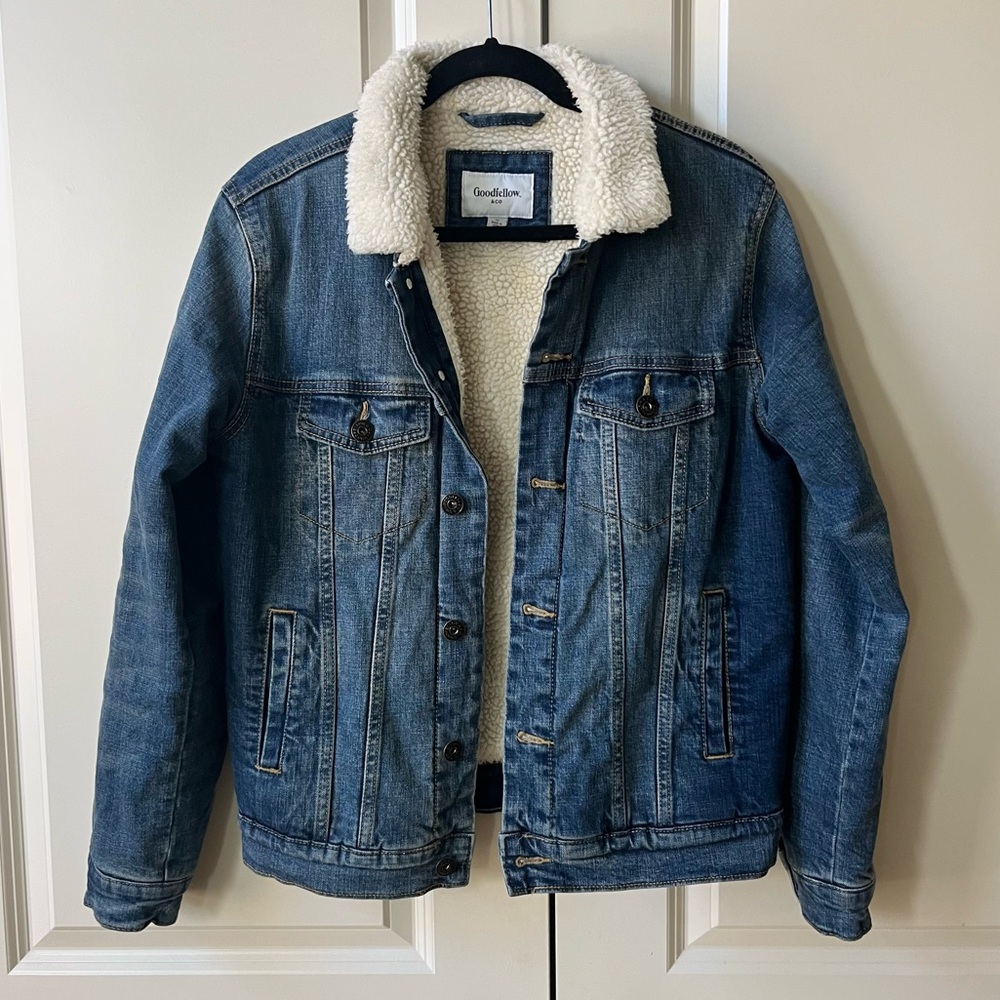 Denim Sherpa winter jacket - Goodfellow & co, size small - Picture 1 of 7